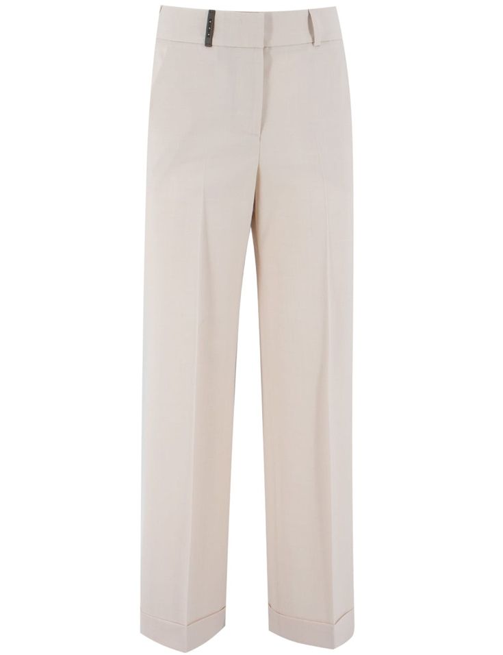 Sophisticated and authentic high-waisted trousers with a classic and timeless style, made of cool bi-stretch wool canvas. The loose fit and turn-up hem add a distinctive touch. A touch of simplicity is provided by the front and welt pockets on the back. Composition: 53% PL, 43% WV, 4% EA