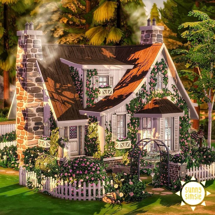 sunnysimsie☀ on Instagram: “Link to speedbuild is in my bio 😇 This is a rose-cottage that I've build for the #ts4valentinecollab 💕 hope you like it ❤ Gallery ID:…” Sims 4 Cottage, Lotes The Sims 4, Bloxburg House Ideas 2 Floor, Sims 4 House Plans, Sims 4 House Building, Layout Bloxburg, Sims 4 House Design, Cottage Exterior, Casas The Sims 4