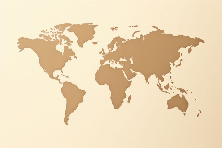 a brown world map on a white wall