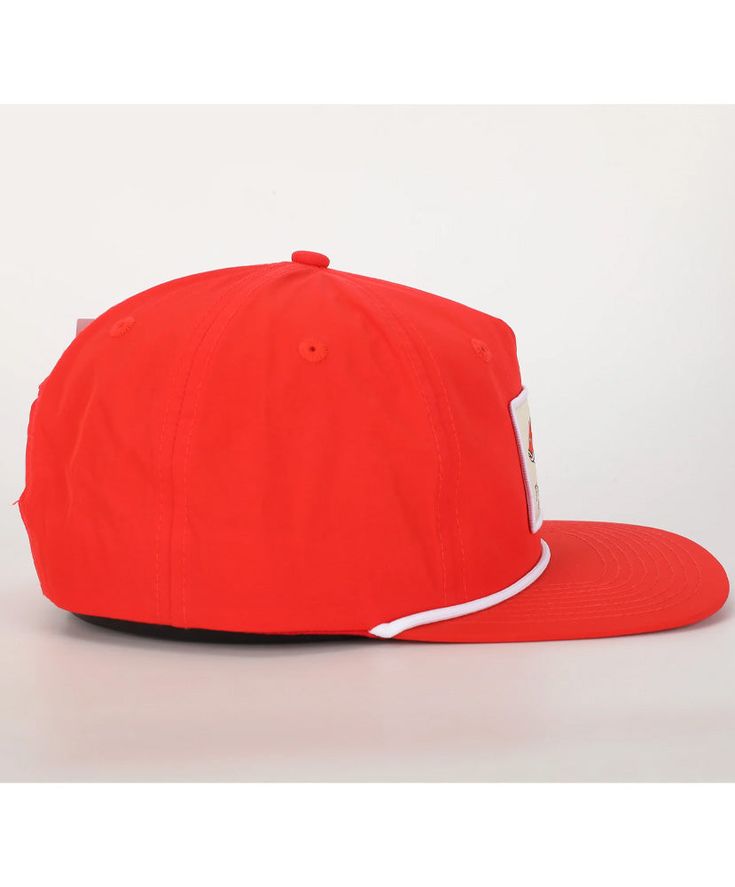 American Red Snapper Patch Hat. Nylon Fabric. Red Cotton Snapback Hat With Flat Brim, Red Cotton Flat Brim Snapback Hat, Red Cotton Snapback Hat, Red Adjustable Snapback Hat Six-panel, Red Cotton 5-panel Snapback Hat, Red Snapper, Fish House, Patch Hat, Nylon Fabric