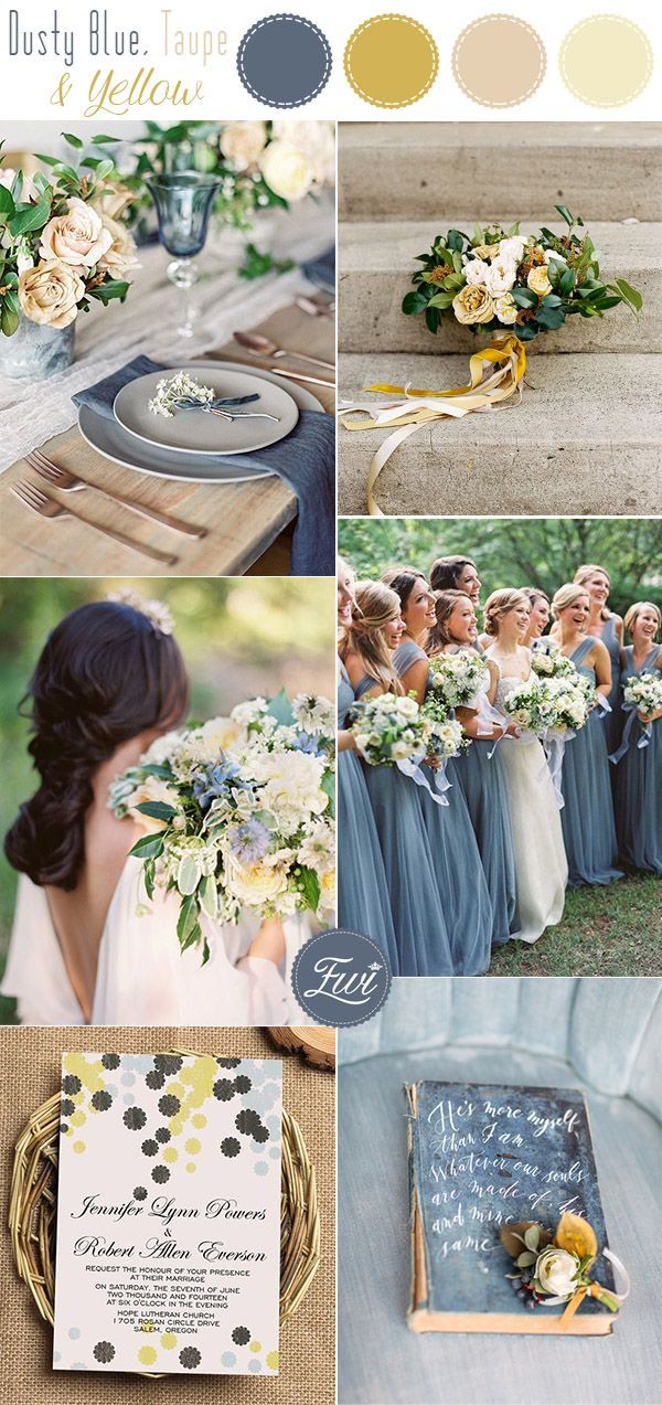 the wedding color scheme is blue and yellow