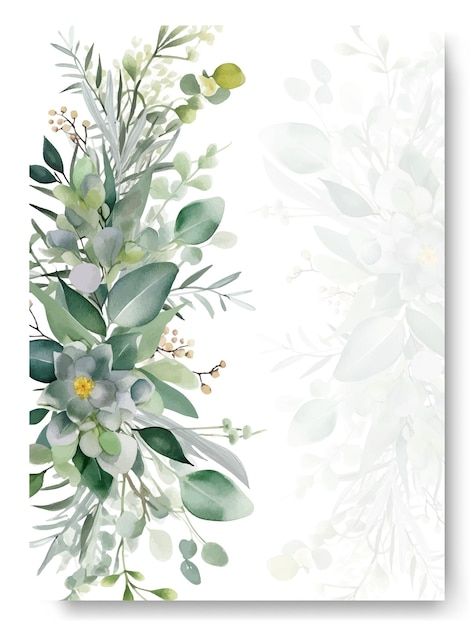 an abstract floral design with green leaves and white flowers on a light gray background is featured in this postcard