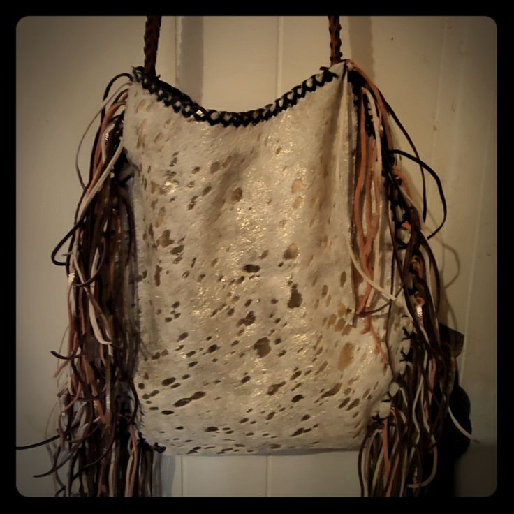 Crossbody Genuine Acid Washed Cowhide Bag Made My Me! Whip Stitched Strap, Round Braided Edging. Chocolate Brown, Rose Gold, Bronzed Fringe Added To Sides! I Do Take Custom Orders If You Need A Bag Made! Designer White Soft Leather Bag, Designer White Hobo Bag, White Leather Bucket Bag With Leather Handles, White Textured Leather Crossbody Shoulder Bag, Beige Leather Bags With Fringe, Designer White Leather Bucket Bag, Designer White Hobo Bag For Shopping, White Rectangular Hobo Bag With Dust Bag, White Soft Leather Crossbody Bucket Bag