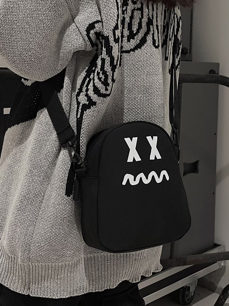 Black    Nylon Cartoon     Men Bags Cheap Black Bags For Streetwear, Functional Black Bag For Streetwear, Side Bag, Black Streetwear Bags With Pockets, Techwear Crossbody Bag, Black Side Bag, Black Techwear Shoulder Bag, Sling Bag For Men, Cartoon Bag