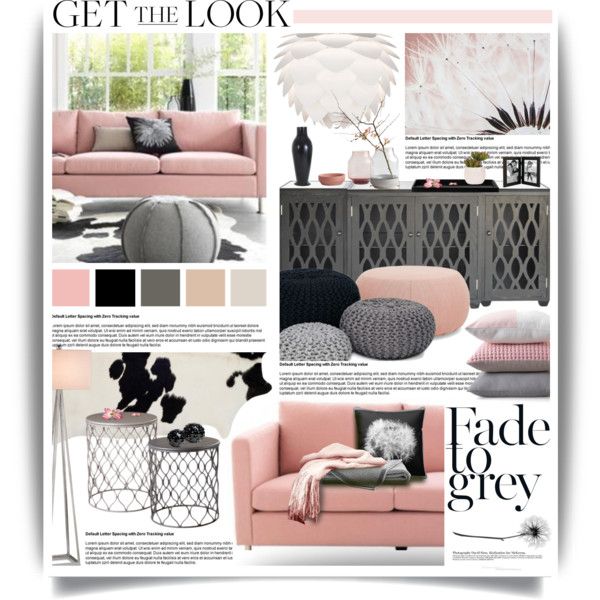 a magazine page with pink and grey furniture