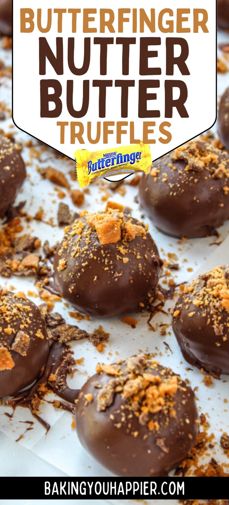 chocolate peanut butterbutter truffles on a baking sheet with text overlay