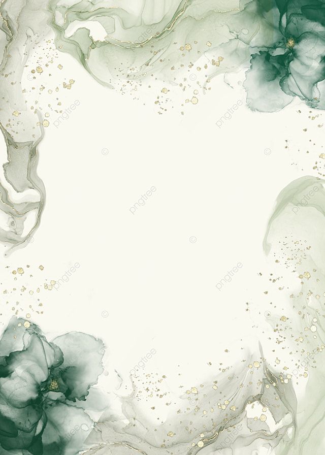 an abstract painting with green and white flowers on the bottom, in front of a white background