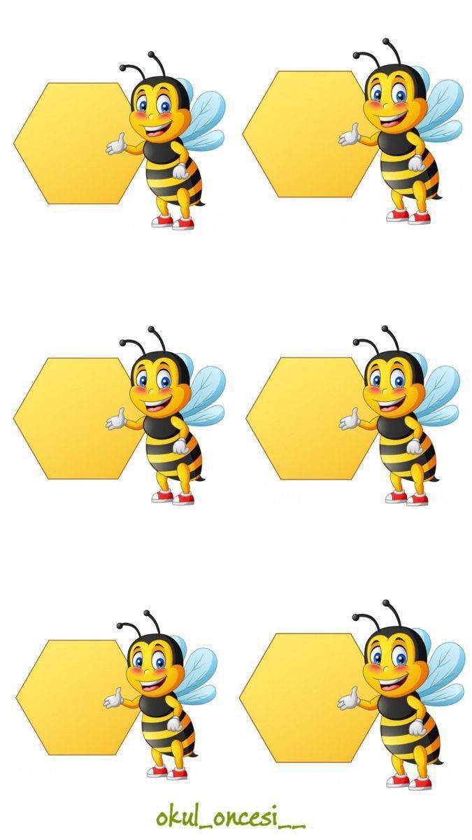 four bees with different expressions on the same page, one is pointing at an object