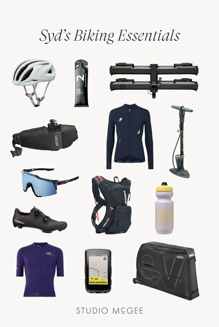 an image of some items that are being used in the cycling essentials book by studio mcgee