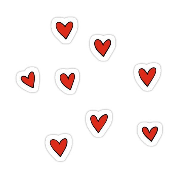 red hearts stickers on white background