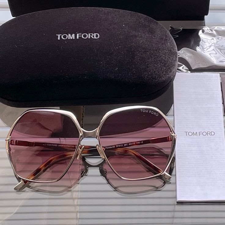 Brand New Tom Ford Fonda Sunglasses Polished Geometric Frames Define These Sleek Sunglasses, Featuring T-Logo At Sides And Contrast Temples. 100% Uv Protection 60mm Lens Width 15mm Bridge Width 140 Temple Length Rose Gold Havana Rose Gradient Lenses Metal Made In Italy Comes W/ Case, Cleaning Cloth, Card Of Authenticity And Care Booklet Pink Tinted Sunglasses For Formal Occasions, Formal Pink Tinted Sunglasses, Pink Mirrored Sunglasses For Evening, Pink Rimless Glass Sunglasses, Modern Pink Rimless Sunglasses, Elegant Pink Sunglasses With Tinted Lenses, Designer Pink Sunglasses For Evening, Elegant Pink Tinted Sunglasses, Pink Sunglasses With Uv Protection