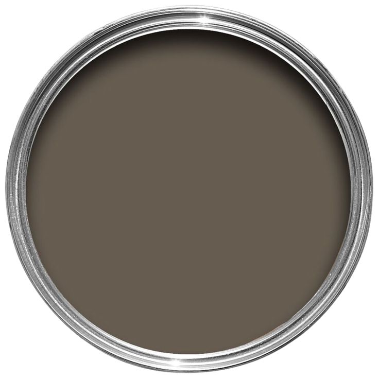 a brown paint can with the lid open and it's bottom half covered in dark brown