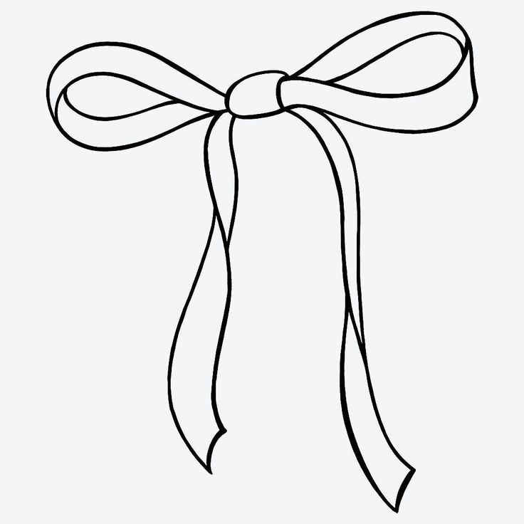 a black and white drawing of a bow with ribbon on it's end,