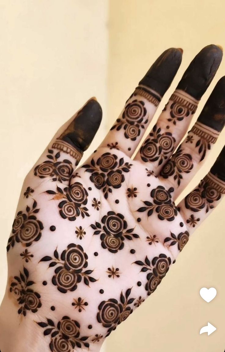 the hand is decorated with black and white designs