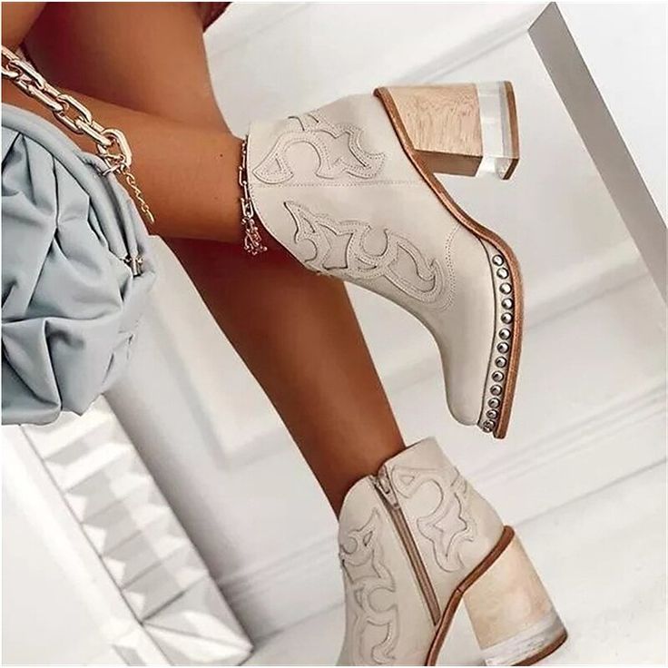 Category:Boots; Upper Materials:PU Leather; Embellishment:Rivet; Season:Fall,Winter; Heel Type:Chunky Heel,High Heel; Gender:Women's; Toe Shape:Pointed Toe; Type:Booties Ankle Boots; Style:Elegant,Minimalism; Heel Height(inch):>5; Outsole Materials:Non-Slip Tread,TPR; Occasion:Daily,Outdoor; Closure Type:Zipper; Listing Date:09/28/2022; Production mode:External procurement; 2024 Trends:Plus Size; Foot Length:; Foot Width:; Size chart date source:Provided by Supplier.; US Size:null; UK Size:14.5; Pointed Boots, Botas Chelsea, Orthopedic Shoes, Low Heel Shoes, Platform Heels Chunky, Boots Women Fashion, High Heel Boots Ankle, Leather Shoes Woman, Outfit Casual