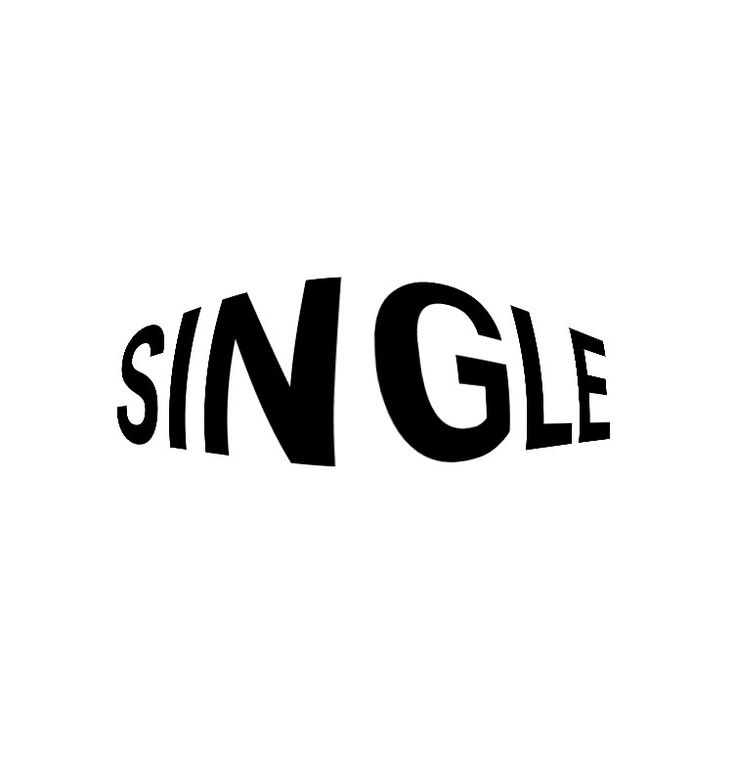 the word sin gle written in black on a white background