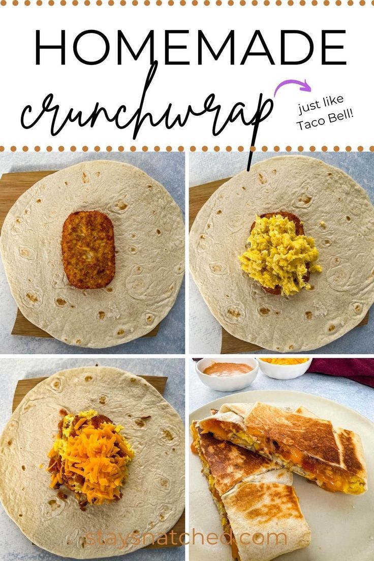 the process for making homemade cranberry and egg quesadilla wraps is shown