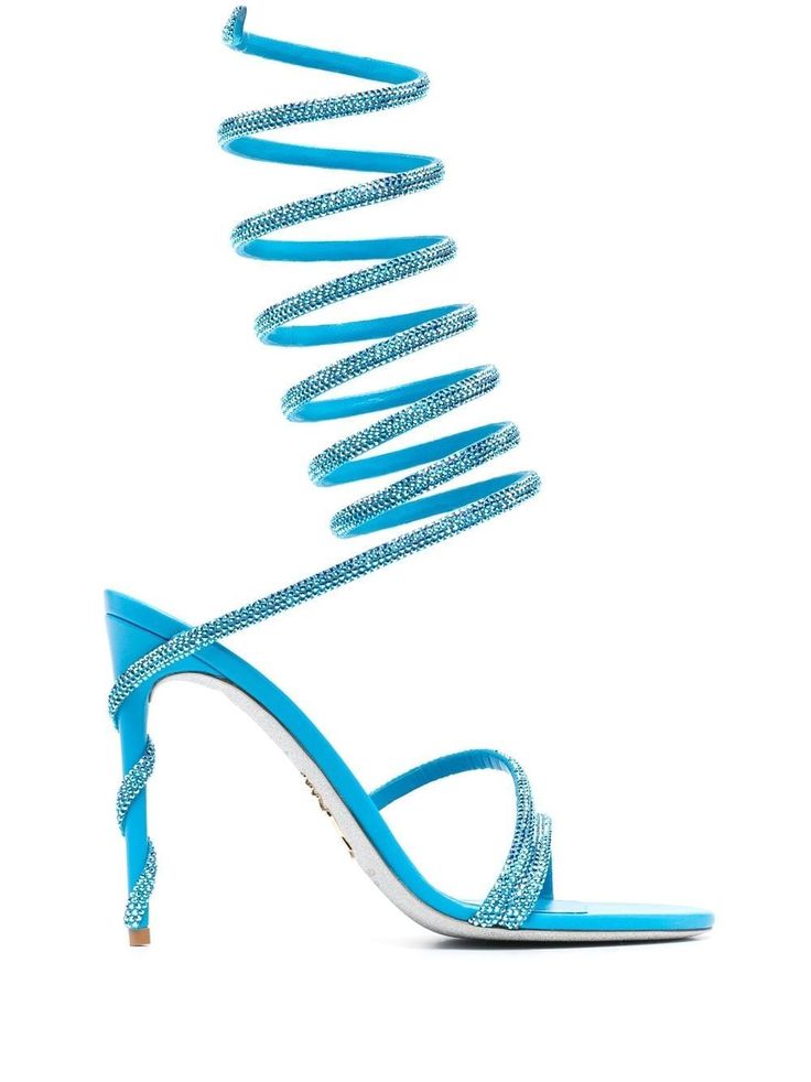 Satin Sandals, Embellished Heels, Embellished Sandals, Moon Boots, Rene Caovilla, Dolce E Gabbana, Blue Sandals, Sandals Brands, Crystal Embellishment