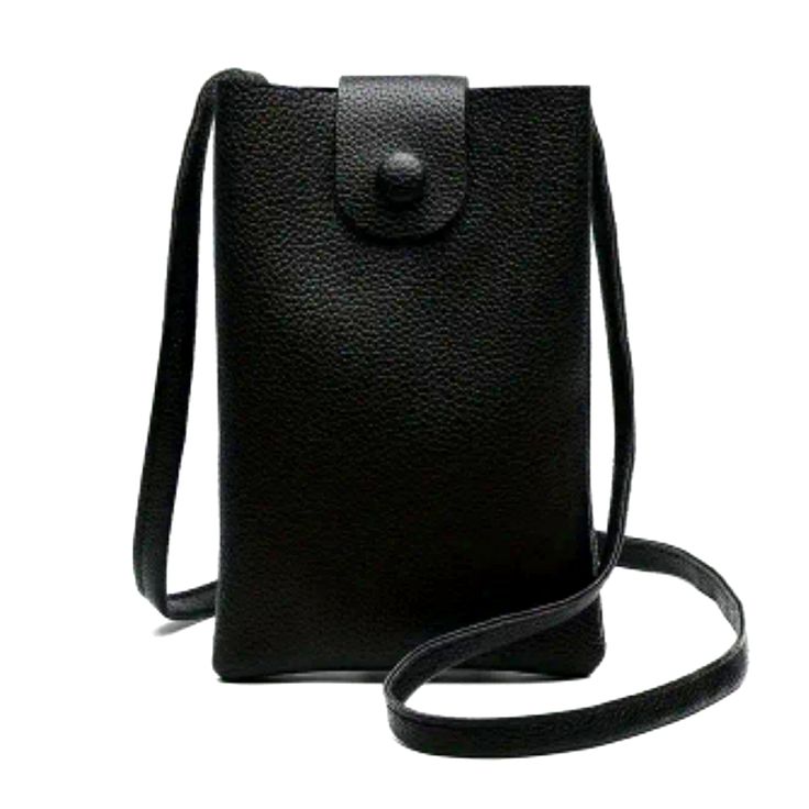 Open/Snap Closure Black Vegan 24" Strap Drop Approximate Measurements: 8"H 5" W Boutique New In Packaging Versatile Shoulder Bag With Snap Closure, Black Bags With Cell Phone Pocket For Daily Use, Versatile Black Bag With Mobile Phone Pocket, Black Bag With Cell Phone Pocket For Daily Use, Black Crossbody Phone Bag For Everyday Use, Black Shoulder Phone Bag For Daily Use, Chic Black Pouch Phone Bag, Black Phone Bag With Cell Phone Pocket For On-the-go, Black Phone Bag For Daily Use