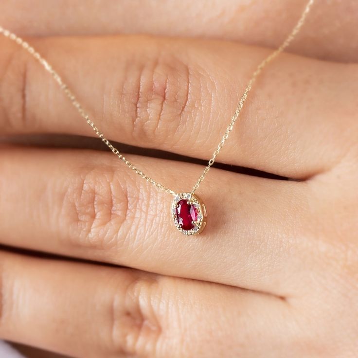 Diamond Ruby Necklace Oval Cut Real Diamond & Ruby, 14K Solid Gold, Minimalist, July Birthstone, Perfect Gift for Mother's Day Wife - Etsy Vietnam Oval Diamond Necklace For Valentine's Day, Oval Gold Jewelry With Lab-created Ruby, Oval Red Rose Cut Diamond Jewelry, Dainty Red Oval Jewelry, Oval Lab-created Ruby Jewelry For Gifts, Oval Lab-created Ruby Jewelry Gift, Oval Lab-created Ruby Gold Jewelry, Oval Ruby Necklaces For Anniversary, Oval Diamond Jewelry For Valentine's Day