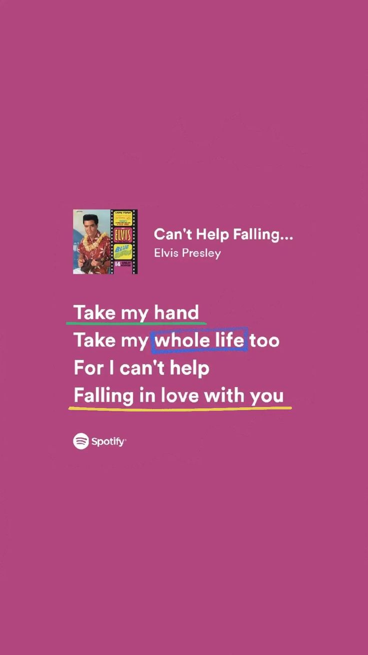 a pink background with the words, can't help falling and an image of a man