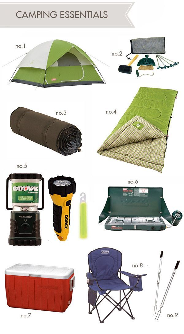 the camping essentials are organized in this graphic to help you plan your next trip