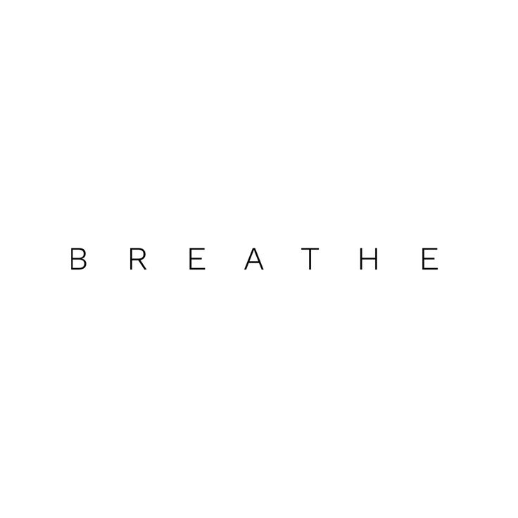 the word breathe is written in black and white on a plain background with an arrow