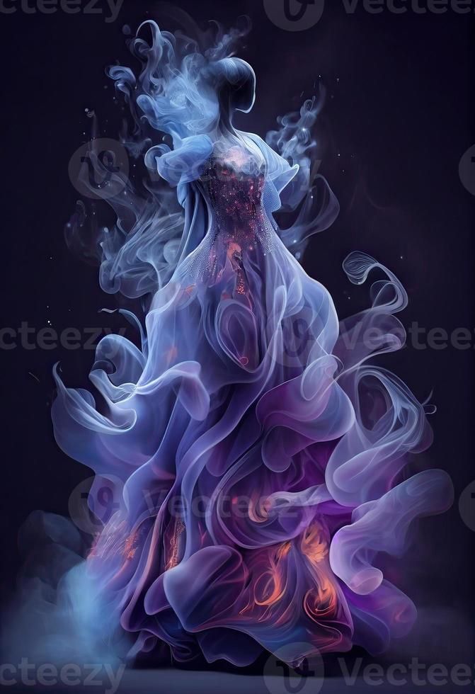 Generative AI illustration of Fashion design, dress made from clouds, smoke, mist, shining, spark, sparkling, flora background, bright, cloth folds wave air, glowing, fairy, full length dress Air Element Dress, Air Inspired Dress, Cloud Character Design, Cloud Dresses, Elemental Fashion, Glowing Clothes, Lightning Dress, Air Fairy, Cloud Fairy