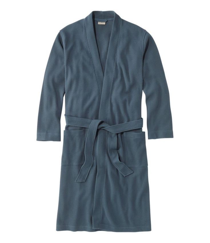 Our cozy yet lightweight waffle robe is comfortable year-round, and just right for lounging. Made with an ultrasoft cotton/polyester blend thataTMs ideal for layering. 60% cotton, 40% polyester. Machine wash and dry. Unlined for comfort in any season. Handsome waffle-knit texture feels great next to the skin. Locker loop at back neck. Tie belt closure. Two side pockets. Imported. Men's Robes, L L Bean, Tie Belt, Neck Tie, Layering, On Sale, High Quality