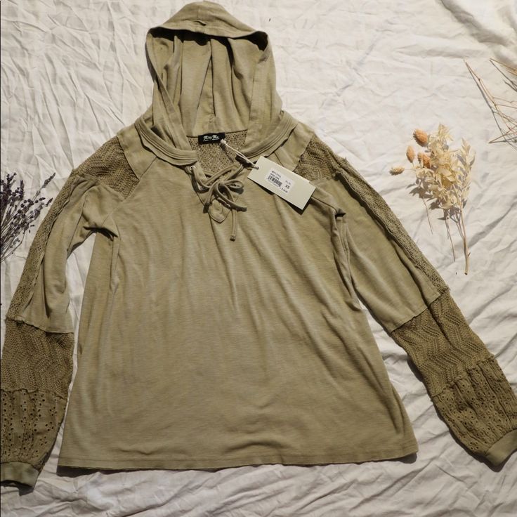 Hooded Bnwt Miss Me Shirt. The Color Is Sage Green, And It Has Beautiful Detailed Sleeves. It’s A Size Xs. The Color Is Perfect For All Seasons! I’m Happy To Bundle And Provide Measurements :) Tags: Brand New With Tags, Casual, Comfortable Casual Spring Hoodie Top, Casual Long Sleeve Tops With Drawstring Hood, Khaki Long Sleeve Hoodie For Spring, Khaki Hoodie Top For Fall, Khaki Hoodie Tops For Winter, Khaki Hoodie For Winter, Khaki Winter Hoodie, Long Sleeve Tops With Drawstring Hood For Fall, Khaki Drawstring Hood Top For Streetwear