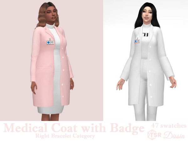 the medical coat with badge for females is shown in three different colors and sizes, including pink