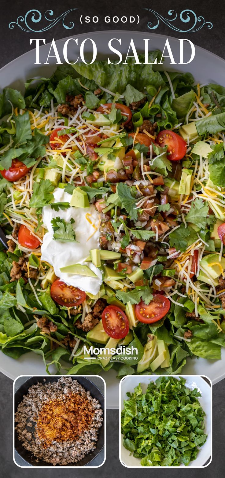 This easy Tex-Mex taco salad is filled with crisp lettuce, flavorful Ground Beef, tomatoes, cheese, salsa, and so much more. You don't want to miss this!