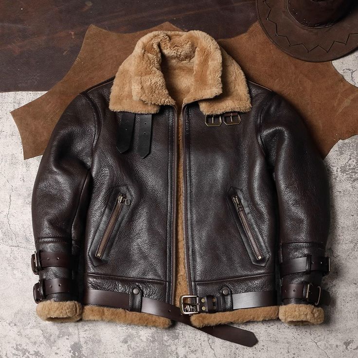 New Bomber Jacket Flying Aviator Jacket, Brown Genuine Sheepskin Leather jacket Gift For him, her *Item Feature *New with tags *Genuine sheepskin Leather *Faux Shearling Fur  *Double Fur Collar *Removable Collar *Buckle for the wrist adjustment *Leather Bet For the Waist adjustment *Will be best leather jacket in your wardrobe    *We will Deliver This item Same as Shown in Picture Its Our Grantee Buy With Confidence     We can Offer you customized size/ customized design and Color Changes You ca Winter Sheepskin Leather Jacket For Outdoor, Winter Outdoor Sheepskin Leather Jacket, Brown Shearling Outerwear For Outdoor, Rugged Long Sleeve Biker Jacket For Winter, Rugged Sheepskin Outerwear With Long Sleeves, Rugged Sheepskin Long Sleeve Outerwear, Sheepskin Outerwear With Fleece Lining, Sheepskin Outerwear With Fleece Lining And Long Sleeves, Winter Sheepskin Outerwear For Outdoor