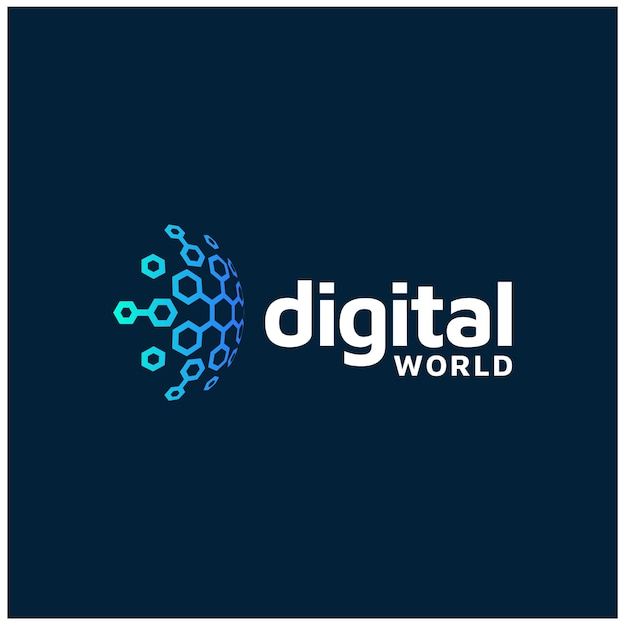 the logo for digital world, which is designed to look like hexagonal shapes