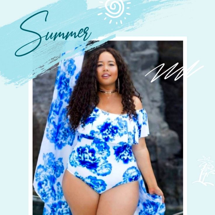 Gabifresh Flounce Shoulder Monokini Bathing Suit Womens Plus Size 18e Style# Rn88842 Condition: New Without Tags Color (S): White, Blue, Floral Description: Beautiful Tropical Blue Floral Design On Crisp White Backdrop. Flounce Ruffle Layer Top. Wear Off The Shoulder Or On Shoulder With (Removable) Matching White Shoulder Straps (Included). Machine Washable. Does Not Come With Matching Sarong (I Never Had It). White Sarong Would Look Nice! Please Enlarge Photos For Better Views & Ask All Questio Vacation One-piece Bodysuit, Blue Printed Summer Bodysuit, Blue Summer Bodysuit For Pool, Blue Floral Print Bodysuit For Summer, Blue Bodysuit For Summer Pool, Blue Bodysuit For Summer Pool Occasions, Blue Beachwear Bodysuit For Summer, Blue Printed One Piece For Summer, Blue Summer Beachwear Bodysuit