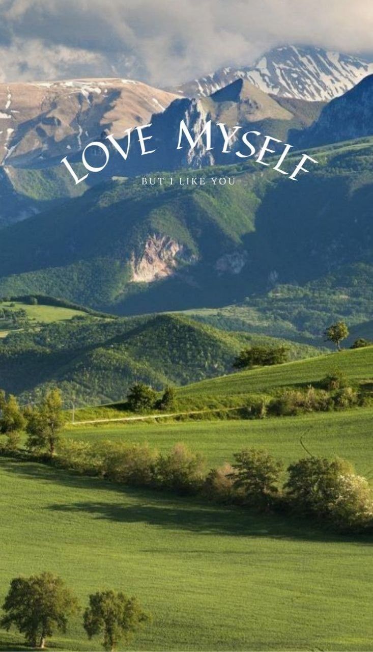 the cover of love mysele, with mountains and trees in the foreground