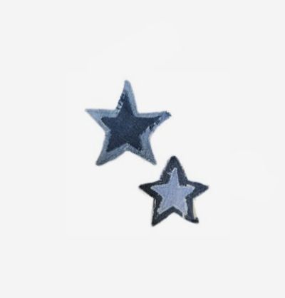 two blue and silver stars on a white background