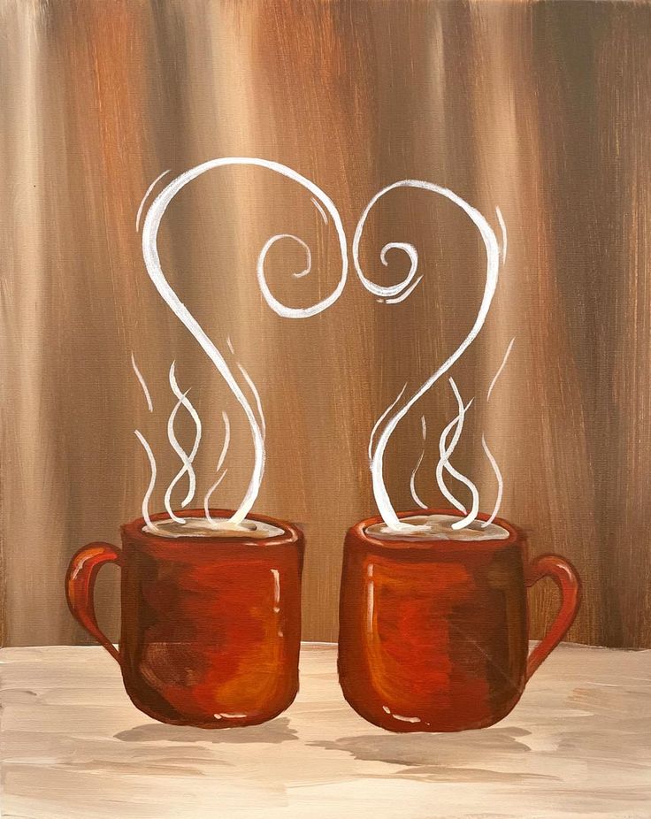 two coffee mugs with steam rising from them