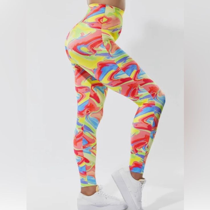 Nwt- Special Pricing On Live Show Multicolor Athleisure Pants For Gym, Multicolor High Stretch Workout Pants, Multicolor Sportswear Bottoms For Yoga, Multicolor Athleisure Bottoms For Gym, Casual Multicolor Leggings For Training, Sporty Multicolor Gym Bottoms, Trendy Multicolor Gym Bottoms, Fitted Summer Sportswear Pants, Casual Multicolor High Waist Activewear