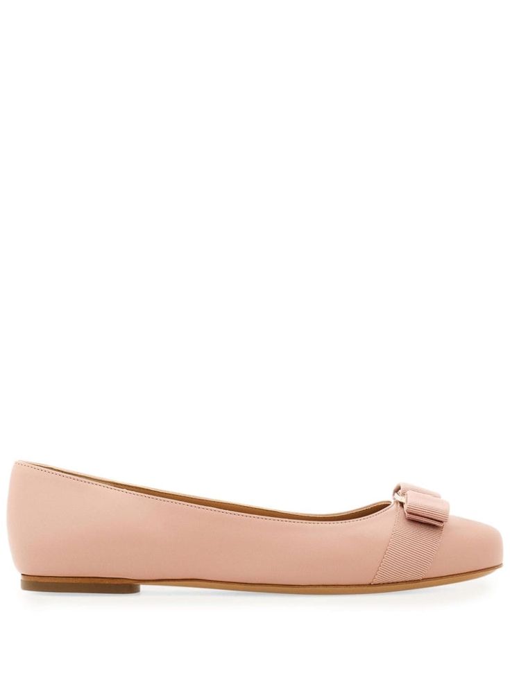 pink leather signature Vara bow detail slip-on style branded leather insole round toe flat leather sole gold-tone hardware Versace Outfit, Chanel 2, Shoes Pink, Ballerina Shoes, Demi Fine Jewelry, Boots And Sneakers, Flat Boots, Ballet Flat Shoes, Pump Sandals