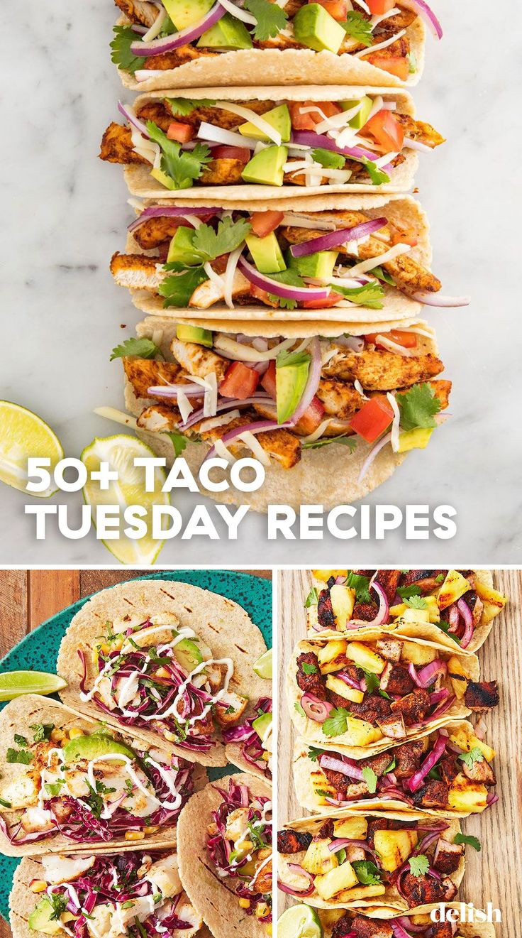 tacos are stacked on top of each other with the words 30 - taco tuesday recipes