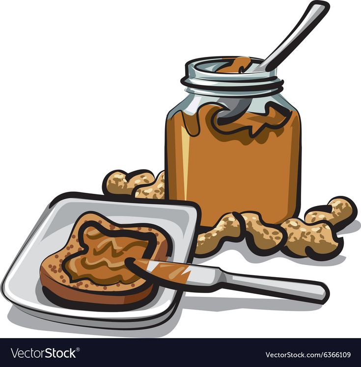 peanut butter and jelly in a jar on a plate with spoons next to it