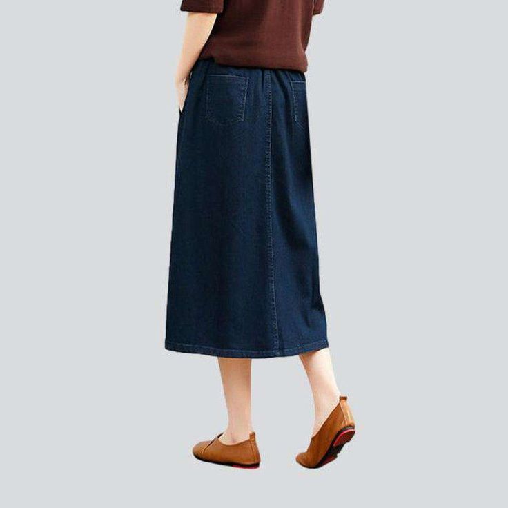 Discover our single-color long and high-waisted comfortable style skirt from the 2023 Autumn Collection. and make a statement with this everlasting piece!Why You'll Love ItCouture-forward yet eternally classic. this skirt is an effortless combination of flair and comfort. The loose fit and smoothed finish creates a look that exudes chic sophistication. while the rubber closure and printed print accents add a subtle hint of edge.Unforgettable Features: Monochromatic: Make a statement in this sing Long Jeans Skirt, Womens Denim Skirts, Denim Pattern, Monochrome Pattern, Jeans Skirt, Denim Patterns, Autumn Collection, Long Jeans, 2023 Autumn