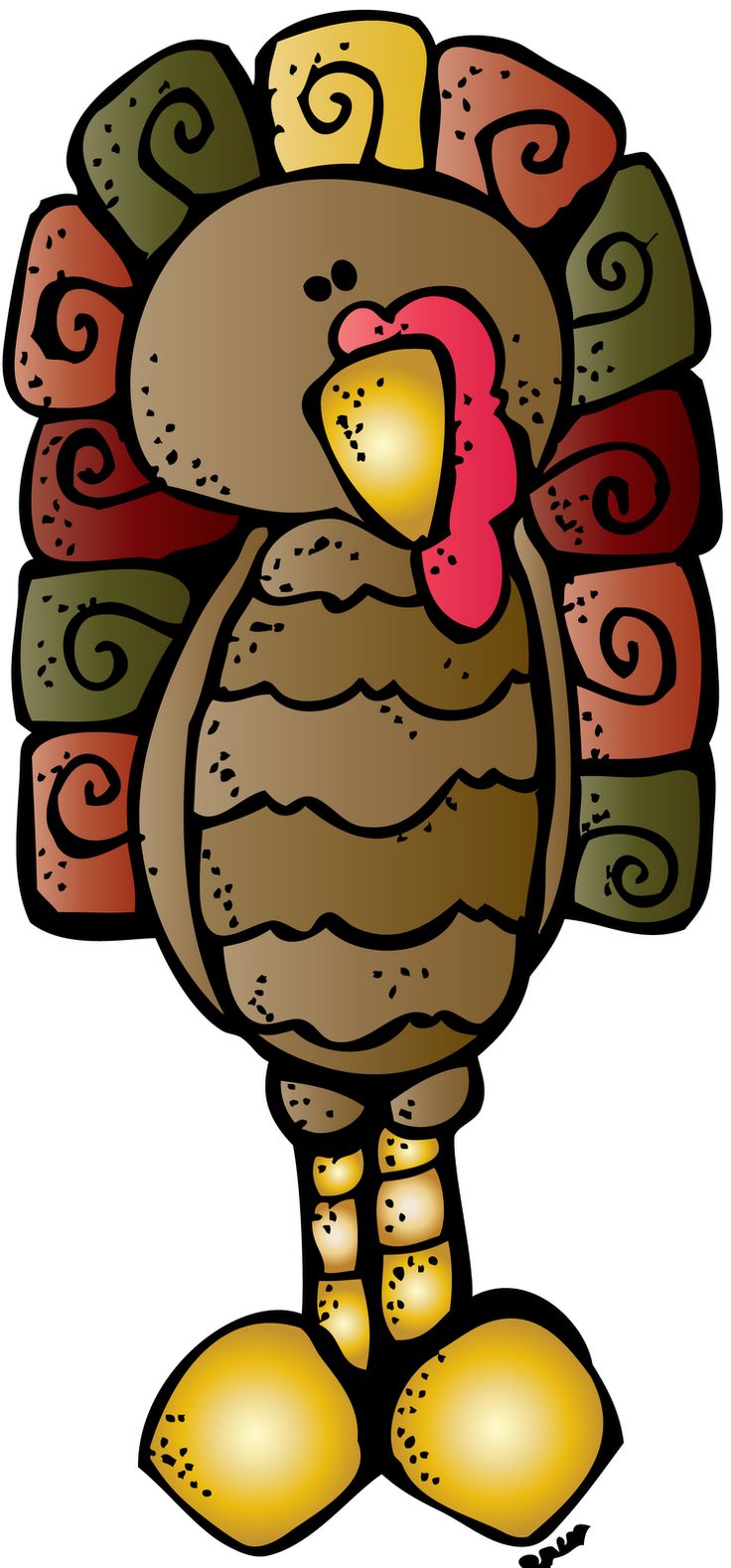 a cartoon turkey with many colors on it