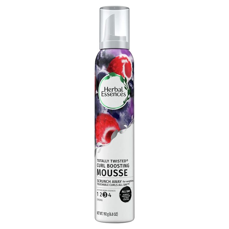 Herbal Essences Totally Twisted Curl-Boosting Mousse with Berry Essences, 6.8 oz {{itemdescription}} Features Herbal Essences Totally Twisted Curl-Boosting Hair Mousse has 0% parabens, silicones or colorants Refreshing notes of mixed berry essences Level 3 strong hold for all-day humidity and frizz control helps boost and define touchable curls Gentle enough for daily use Color-safe and pH balanced Disclaimer Information: Buyer always pays shipping, unless stated differently in the ad. Packaging and handling are included in price. If picking up in person, handling charges may apply. We reserve the right to use the lowest cost, identical, services of UPS, DHL,Fed-Ex or USPS without prior notification or written consent. Additional charges by Federal Express or UPS (such as rural delivery ch Curly Hair Mousse, Herbal Essence, Scrunched Hair, Twisted Hair, Herbal Essences, Hair Mousse, Frizz Control, Hair Routines, Hair Journey