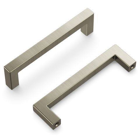 two stainless steel handles on white background