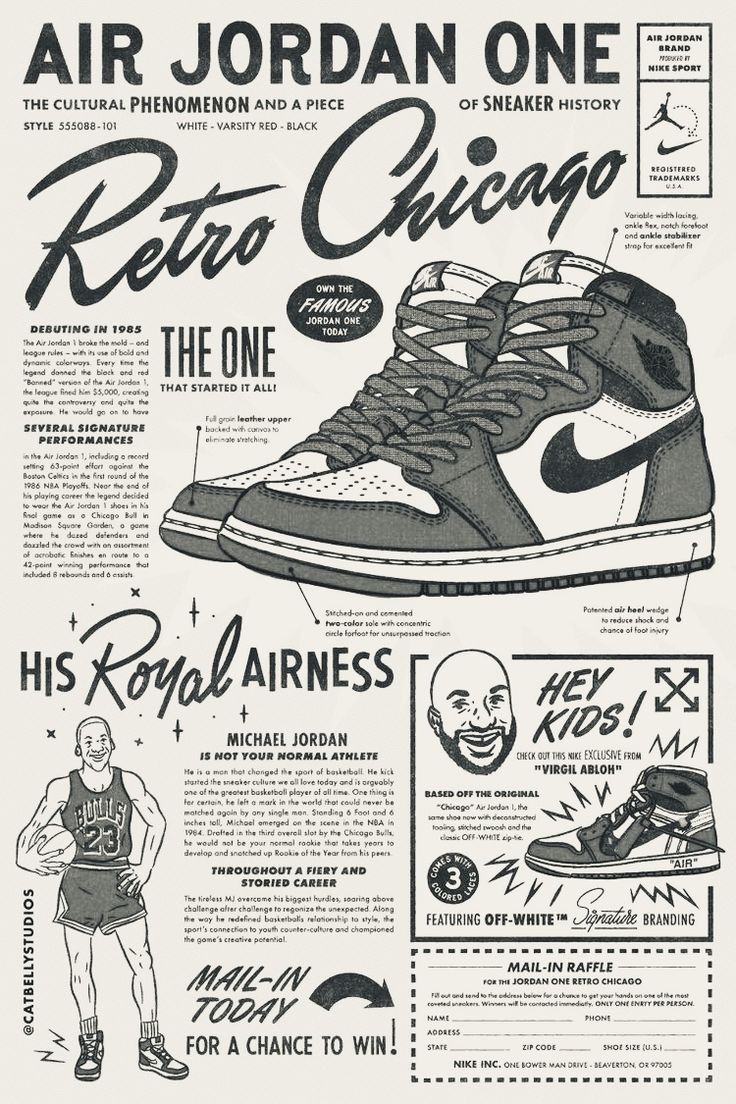 an advertisement for the air jordan one retro chicago basketball shoe, with information about it