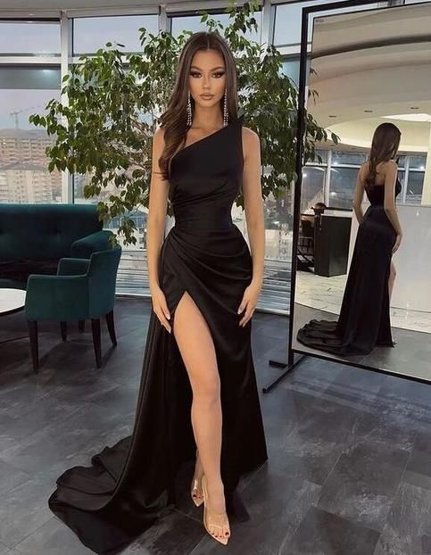 Contact+us:+lisamony@outlook.com Please+left+message+what+color+you+need+when+you+order+it.Besides+the+picture+color,+you+can+also+choose+any+color+you+want. Sexy+Mermaid+One+Shoulder+Black+Satin+Prom+Dress+with+Slit Processing+time:+12-21+business+days Shipping+Time:+3-5+business+days ... Prom Dress Black, Classy Prom, One Shoulder Prom Dress, 2024 Prom, Classy Prom Dresses, Prom Dresses Sleeveless, Prom Dress Inspiration, Minimalist Dresses, Pretty Prom Dresses