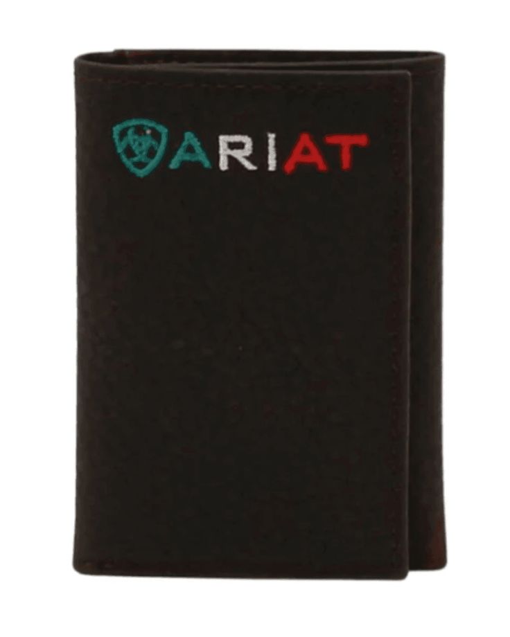 Wallets & Money Clips - Ariat Mens Brown Rowdy Mexican Logo Embossed Trifold Wallet A35508282 Ariat Wallet, Mexican Logo, Ariat Logo, Western Store, Shield Logo, Mens Wallet, Cowgirl Western, M F, Trifold Wallet