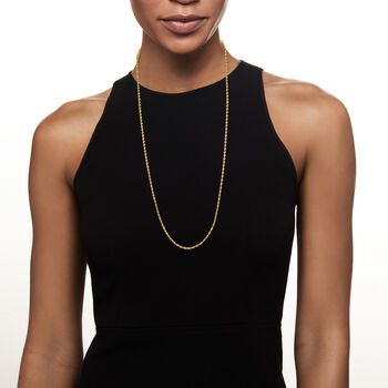 Ross-Simons - 2.6mm 14kt Yellow Gold Rope Chain Necklace. 30". No jewelry collection is complete without a rope chain. This 2.6mm 14kt yellow gold rope chain is finely crafted with a glittery polished finish. Wear it solo or with your favorite pendant. Lobster clasp, 14kt yellow gold rope chain necklace. Classic Single Strand Yellow Gold Chain Necklace, 14k Yellow Gold Single Strand Chain Necklace, 14k Gold Single Strand Chain Necklace In Yellow Gold, Classic Yellow Gold Adjustable Rope Chain Necklace, Elegant Yellow Necklace With Figaro Chain, Classic Yellow Gold Wheat Chain Rope Necklace, Classic Yellow Gold Wheat Chain Necklace, Classic Yellow Gold Rope Chain Jewelry, Elegant Yellow Gold Rope Chain Necklace With Adjustable Chain